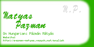 matyas pazman business card